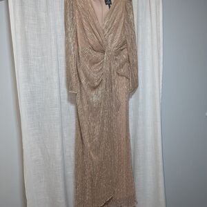 Adrianna Papell Metallic Gold Maxi Dress